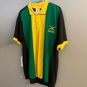 Jamaica Bold Green and Gold Polo Shirt with Emblem